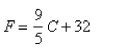 The relationship between the Fahrenheit and Celsius temperature scales is given by the linear function. What is the F-intercept and what does it represent?