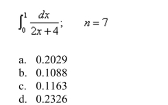 Use the Trapezoidal Rule to approximate the integral with answers rounded to four decimal places.