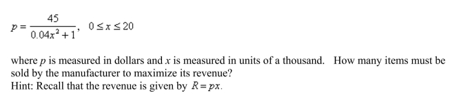 The quantity demanded per month of an item is related to the unit price by the demand equation