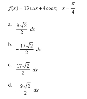 Find the differential of the function at the indicated number.