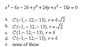 Find the center and radius of the sphere.