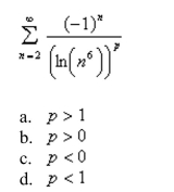 Find the values of p for which the series is convergent.