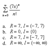 Find the radius of convergence and the interval of convergence of the power series.
