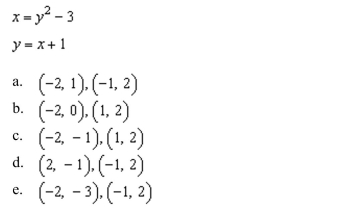 the points of intersection of the graphs of the equations:  <div style=padding-top: 35px> 