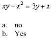Determine whether y is a function of x.  <div style=padding-top: 35px> 