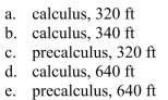 Decide whether the following problem can be solved using precalculus, or whether calculus is required. If the problem can be solved using precalculus, solve it. If the Problem seems to require calculus, use a graphical or numerical approach to estimate the Solution. Find the distance traveled in 16 seconds by an object traveling at a constant velocity of 20 feet Per second.