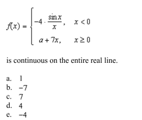 the constant a such that the function