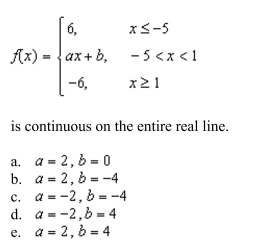 the constant a such that the function