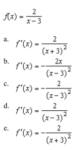 the derivative of the following function using the limiting process.