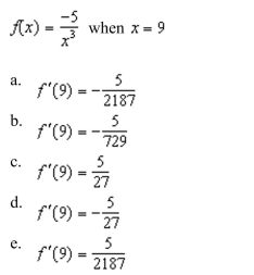 the slope of the graph of the function at the given value.