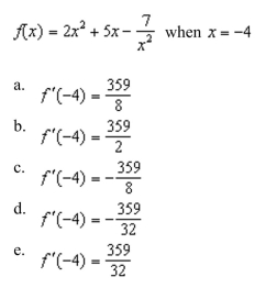 the slope of the graph of the function at the given value.