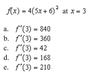 the slope of the graph of the function at the given value.