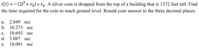 Suppose the position function for a free-falling object on a certain planet is given by