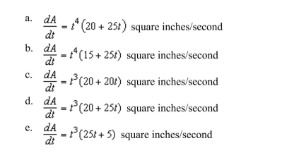 the dimensions are in inches. Find the rate of change of area, A, with respect to time.