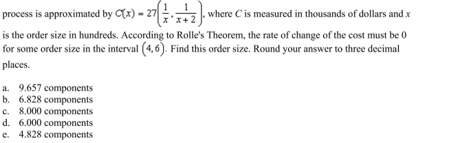ordering and transportation cost C for components used in a manufacturing