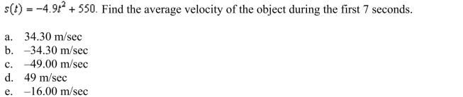 height of an object t seconds after it is dropped from a height of 550 meters is