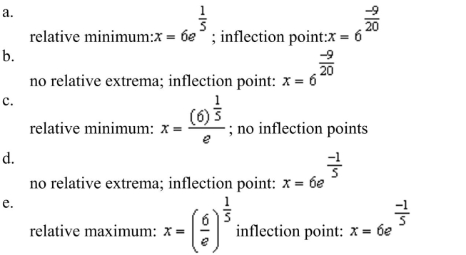 Determine the x-coordinate(s) of any relative extrema and inflection points of the function