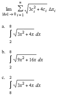 Write the following limit as a definite integral on the interval point in the