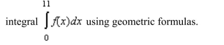graph of f consists of line segments, as shown in the figure. Evaluate the definite