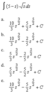 the indefinite integral of the following function and check the result by differentiation.