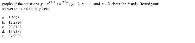 the volume of the solid generated by revolving the region bounded by the