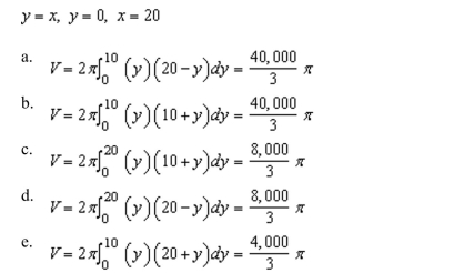 the shell method to set up and evaluate the integral that gives the volume of the solid generated by revolving the plane region about the x-axis.
