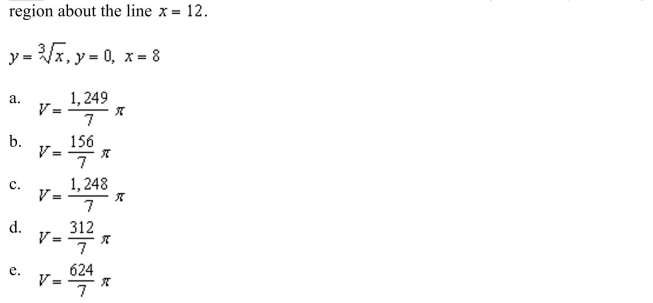 the shell method to find the volume of the solid generated by revolving the plane