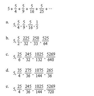 Write the first five terms of the sequence of partial sums.