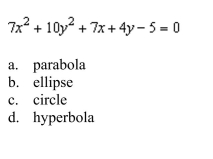 Classify the graph of the equation as a circle, a parabola, an ellipse, or a hyperbola.