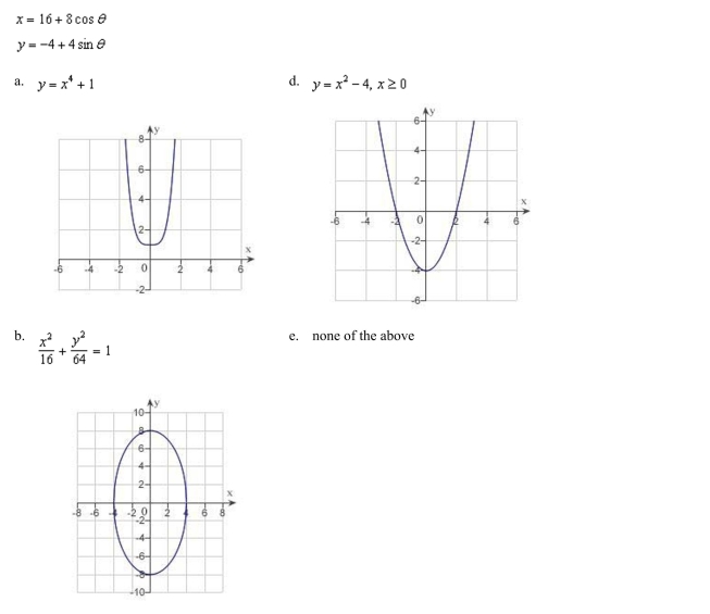 Sketch the curve represented by the parametric equations, and write the corresponding rectangular equation by eliminating the parameter.
