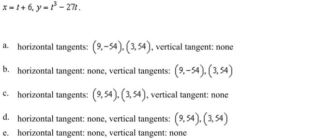 all points (if any) of horizontal and vertical tangency to the curve