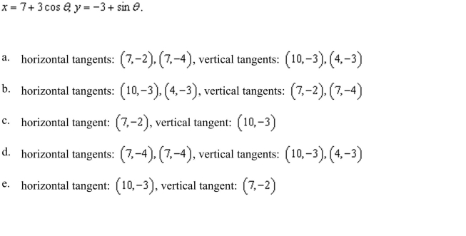 all points (if any) of horizontal and vertical tangency to the curve
