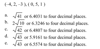 the distance between the points given below.