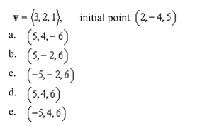 Given the vector v and its initial point find the terminal point of the vector.