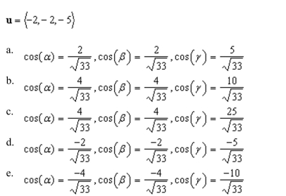 the direction cosines of the vector u given below.