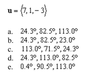 the direction angles of the vector u given below. Round your answer to one decimal place.