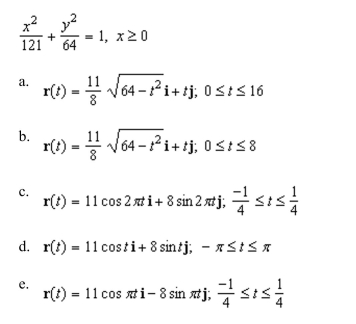 Represent the following curve by a vector-valued function.