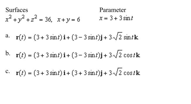 a vector-valued function, using the given parameter, to represent the intersection of the surfaces given below.