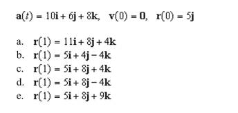 the given acceleration function and initial conditions to find the position at time t = 1.
