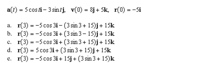 the given acceleration function and initial conditions to find the position at time t = 3.