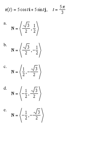 the principle unit normal vector to the curve given below at the specified point.