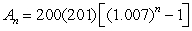 <strong>A deposit of 200 is made each month in an account that earns 8.4% interest, compounded monthly. The balance in the account after n months is given by . Find the balance after 22 years by computing the 264th term of the sequence. Round your answer to two decimal places.</strong> A)$213,316.53 B)$293,716.53 C)$6,667.78 D)$86,634.61 E)$281.40
