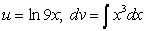 <strong>Identify u and dv for finding the integral using integration by parts. dx</strong> A) dx; dx B) C) D) E)