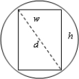 <strong>A wooden beam has a rectangular cross section of height h and width w (see figure). The strength S of the beam is directly proportional to the width and the square of the height. What are the dimensions of the strongest beam that can be cut from a round log of diameter d = 23 inches? Round your answers to two decimal places. [Hint:   where   is the proportionality constant.]  </strong> A)w = 13.28 inches and h = 18.78 inches B)w = 7.67 inches and h = 21.68 inches C)w = 19.92 inches and h = 11.50 inches D)w = 16.26 inches and h = 16.27 inches E)w = 18.78 inches and h = 13.28 inches <div style=padding-top: 35px> 
