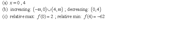 <strong>For the function : (a) Find the critical numbers of f (if any); (b) Find the open intervals where the function is increasing or decreasing; and (c) Apply the First Derivative Test to identify all relative extrema. Then use a graphing utility to confirm your results.</strong> A) B) C) D) E)