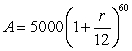 <strong>You deposit 5000 in an account with an annual interest rate of change r (in decimal form) compounded monthly. At the end of 5 years, the balance is . Find the rates of change of A with respect to r when .</strong> A)7449.23 B)443,993.75 C)620.77 D)36999.48 E)36,754.45
