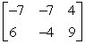 <strong>Determine the order of the matrix below. </strong> A)6 B) C) D)5 E)
