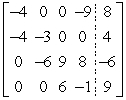 <strong>Write the system of linear equations represented by the augmented matrix. (Use variables x, y, z, and w.) </strong> A) B) C) D) E)
