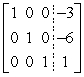 <strong>An augmented matrix that represents a system of linear equations (in variables x, y, and z) has been reduced using Gauss-Jordan elimination. Write the solution represented by the augmented matrix. </strong> A)x = -3, y = -6, z = 1 B)x = 3, y = 6, z = -1 C)x = 0, y = 0, z = 0 D)x = -3x, y = y, z = -6z E)x = -3, y = 0, z = 0