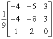 <strong>Use the matrix capabilities of a graphing utility to find the inverse of the matrix (if it exists).</strong> A) B) C) D) E)does not exist